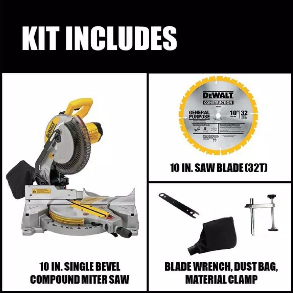 DEWALT DWS713 10 in. 15 Amp Corded Single Bevel Compound Miter Saw