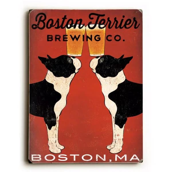 ArteHouse Boston Terrier Brewing Co Wood Wall Art by Ryan Fowler, 9 x 12 in.