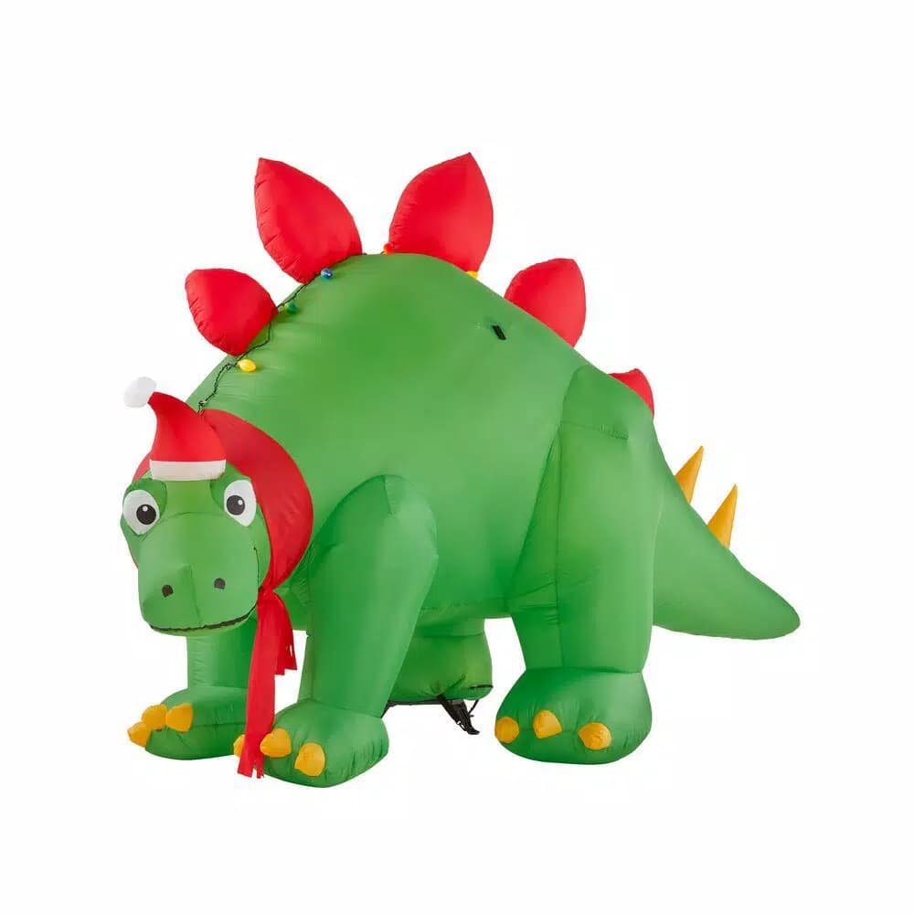 Airblown 5.7 ft. Inflatable Holiday Stegosaurus with Santa Hat and Scarf - Lighted Christmas Inflatable