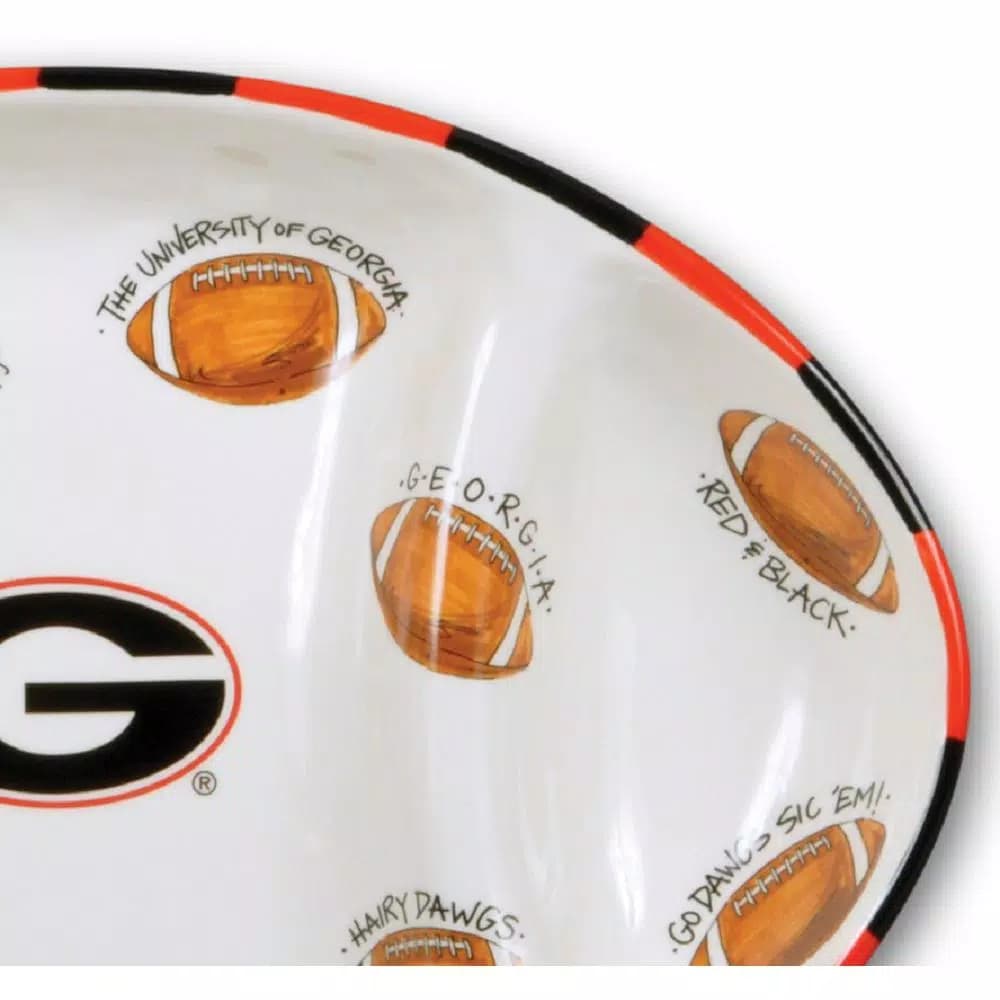 Magnolia Lane Georgia Ceramic Football Tailgating Serving Platter, 3-Section Divided Dish