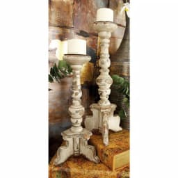 LITTON LANE White Wood and Iron 4-Footed Candle Holder Set of 2, Rustic Farmhouse Decor thumbnail 2
