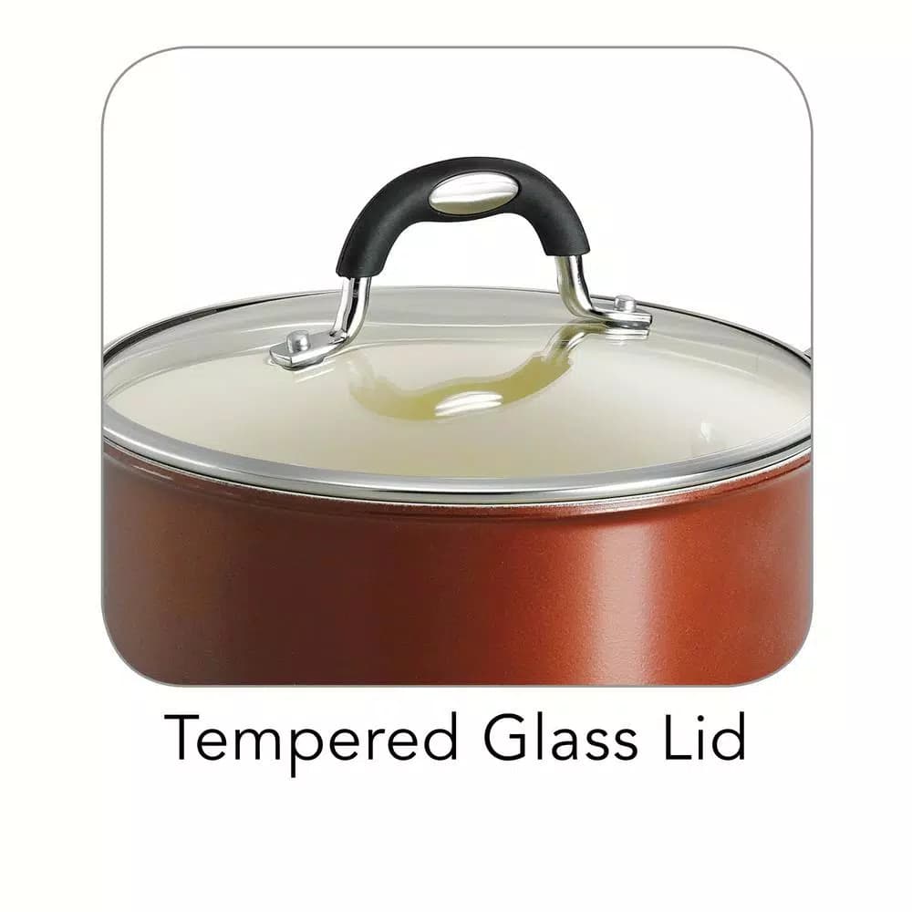 Tramontina Gourmet Ceramica Deluxe 3 Qt. Aluminum Ceramic Nonstick Sauce Pan with Glass Lid, Copper