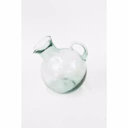Unbranded Hand-Blown Clear Glass Pitcher, 72 fl. oz. Tilted Design with Small Mouth thumbnail 1