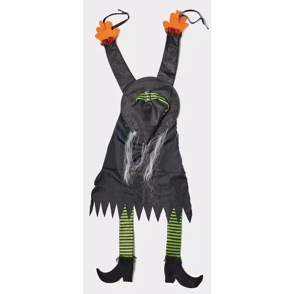 Unbranded 74 in. Crashing Witch Hanging Halloween Decoration with Realistic Hair