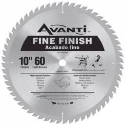 Avanti 10 in. 60-Teeth Fine Finish Carbide Saw Blade thumbnail 1