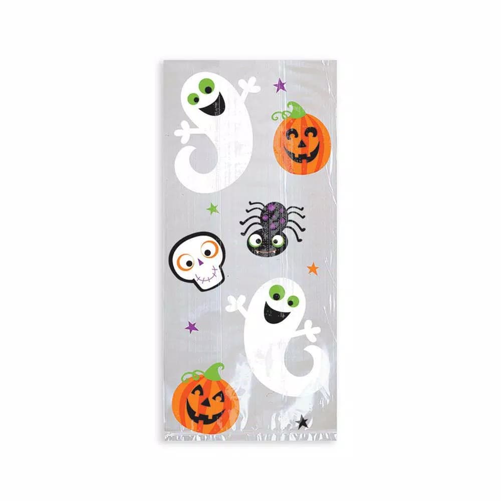 Amscan Halloween Cello Bags with Ghost, Pumpkin, Spider & Skull Prints (140 Count)