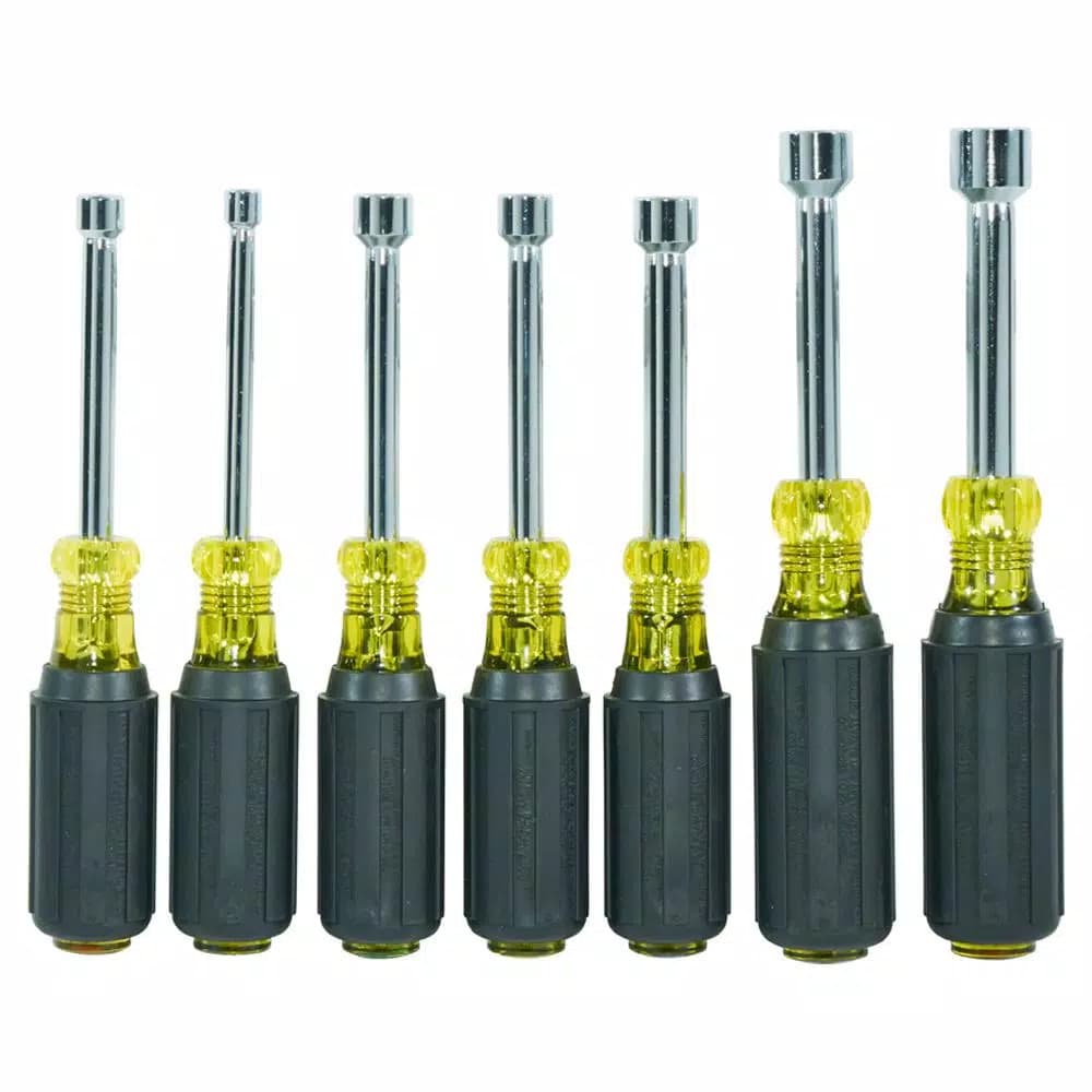 Klein Tools 7-Piece Magnetic Nut Driver Set with 3 in. Hollow Shafts and Cushion Grip Handles