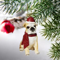 Design Toscano Bulldog Holiday Dog Ornament Sculpture, Hand-Painted Resin thumbnail 2