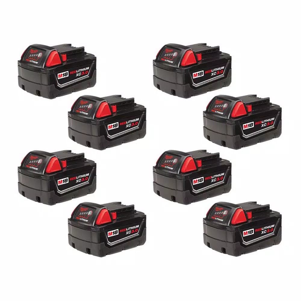 Milwaukee M18 18V REDLITHIUM XC 3.0Ah Lithium-Ion Battery Pack (8-Pack)