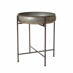 Glitzhome 25.79 in. Galvanized Metal Farmhouse Shelf with Removable Round Tray thumbnail 3
