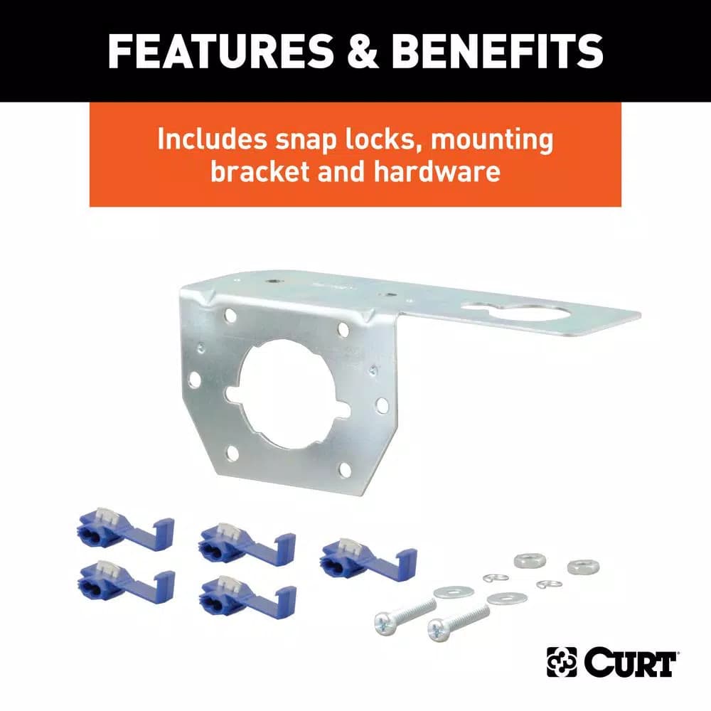 CURT 6-Way Round Trailer Connector Plug & Socket Kit with Hardware