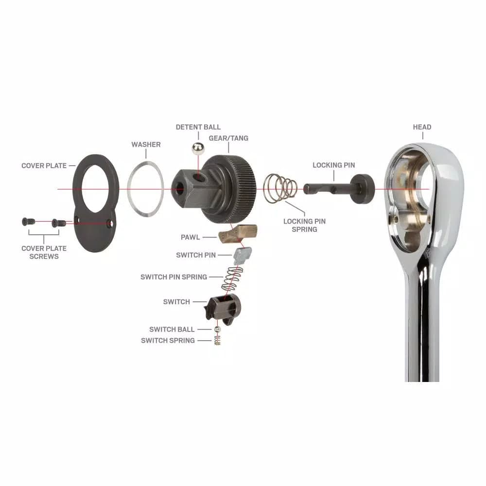 Tekton 1/4 in. Drive 3 in. 90-Tooth Quick-Release Stubby Ratchet