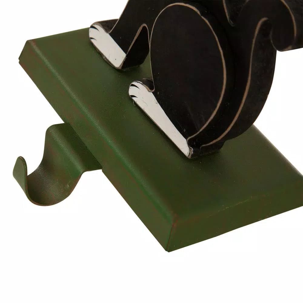 Glitzhome 7.76 in. Wooden Metal Cat Christmas Stocking Holder