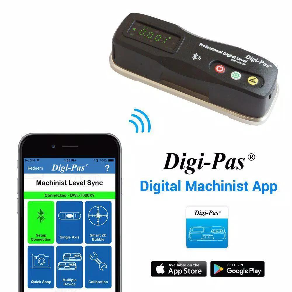Digi-Pas DWL1500XY 6 in. 2-Axis Smart Master Precision Digital Level & Bluetooth Inclinometer