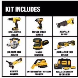 DEWALT 20V MAX Cordless 8-Tool Combo Kit with (2) 2.0Ah Batteries & Charger thumbnail 2