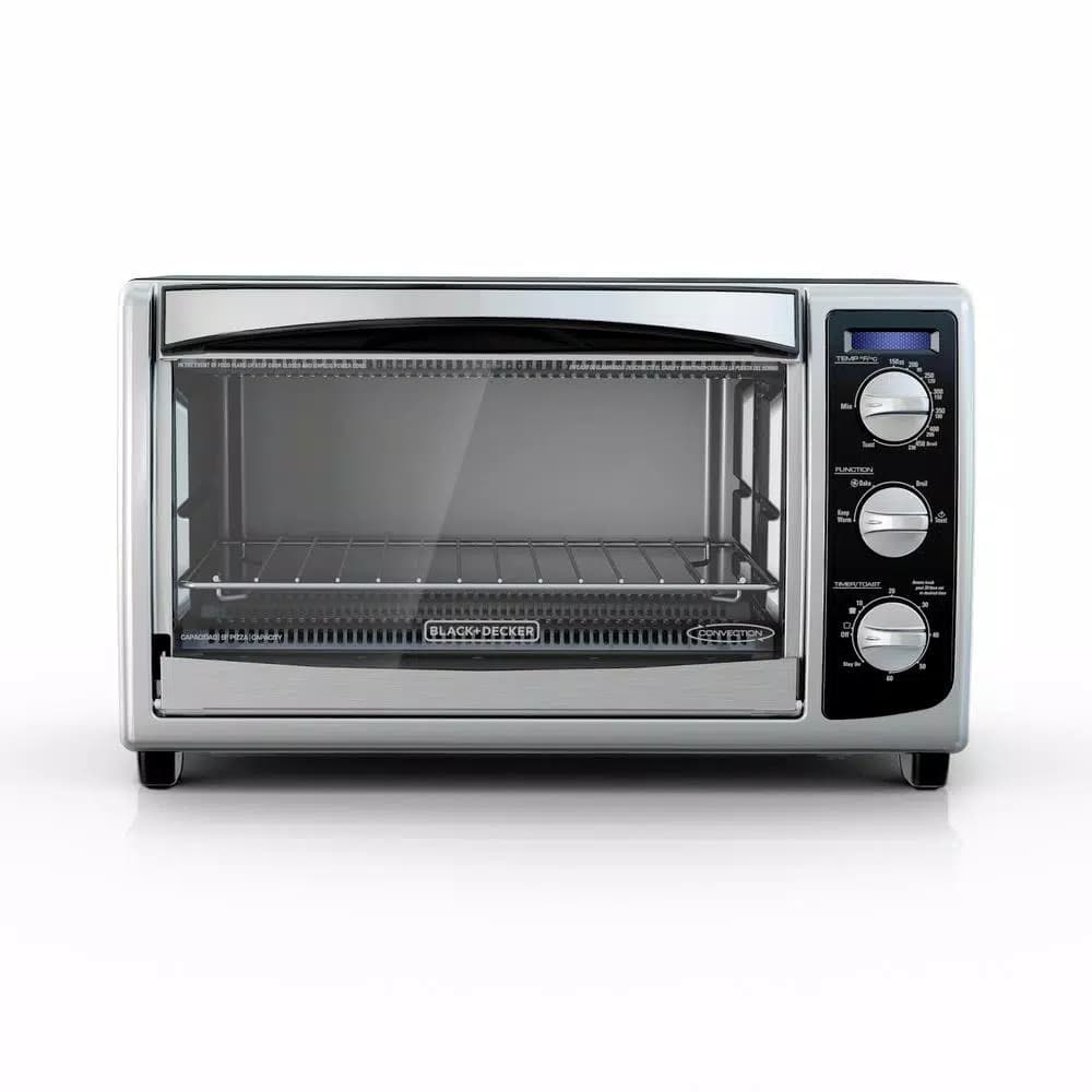 BLACK+DECKER 1500W 6-Slice Stainless Steel Convection Toaster Oven with Broiler Pan