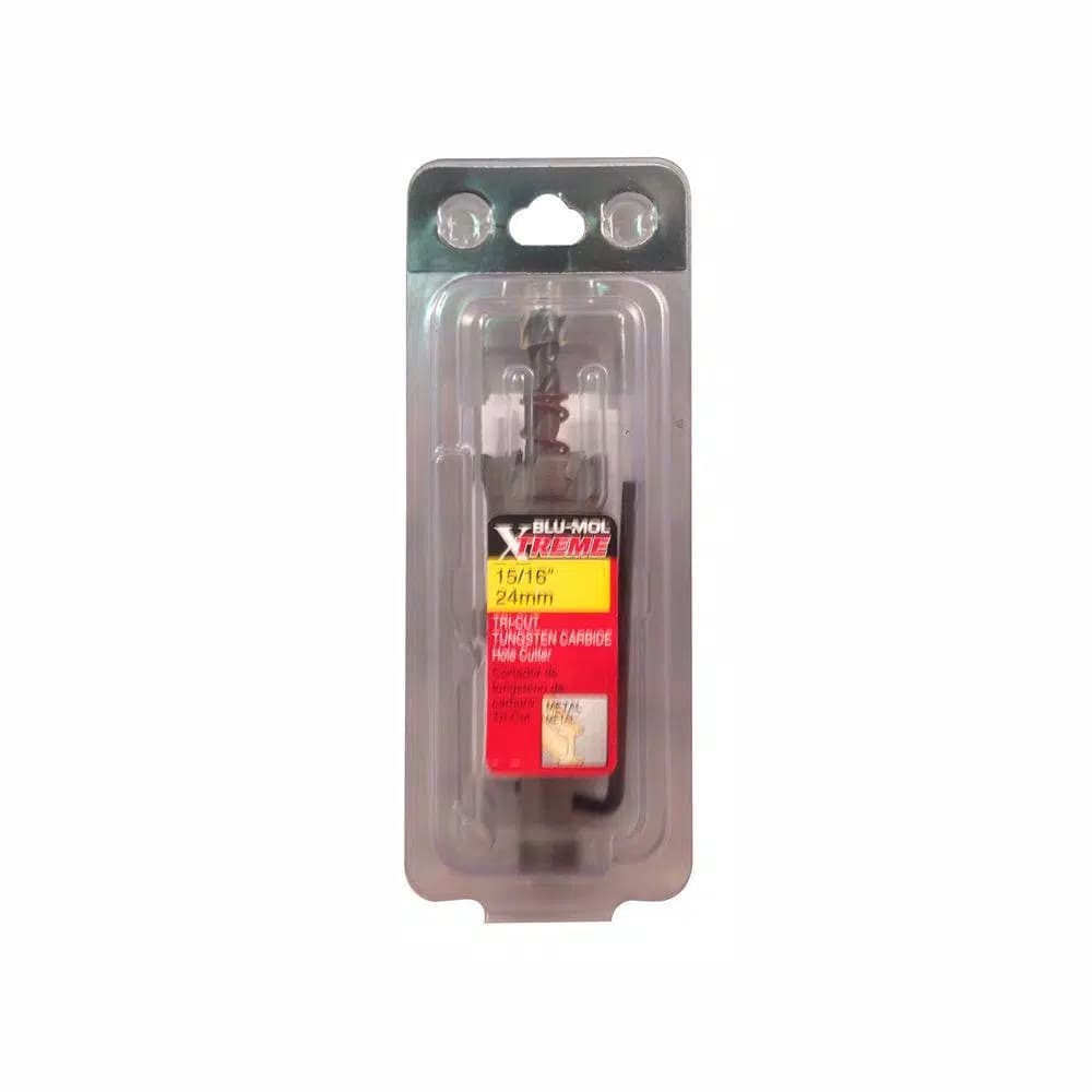 BLU-MOL Xtreme Tri-Cut Tungsten Carbide Hole Cutter, 15/16 in.