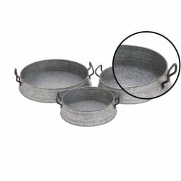 LITTON LANE Farmhouse Rustic Gray Iron Decorative Planter Trays, Set of 3 thumbnail 3