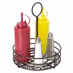 Home Basics Bronze Coated Steel Condiment Caddy Organizer, 7.37 in x 7.37 in thumbnail 1