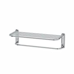 Gatco Hotel Style Chrome Towel Rack with Storage Shelf thumbnail 1