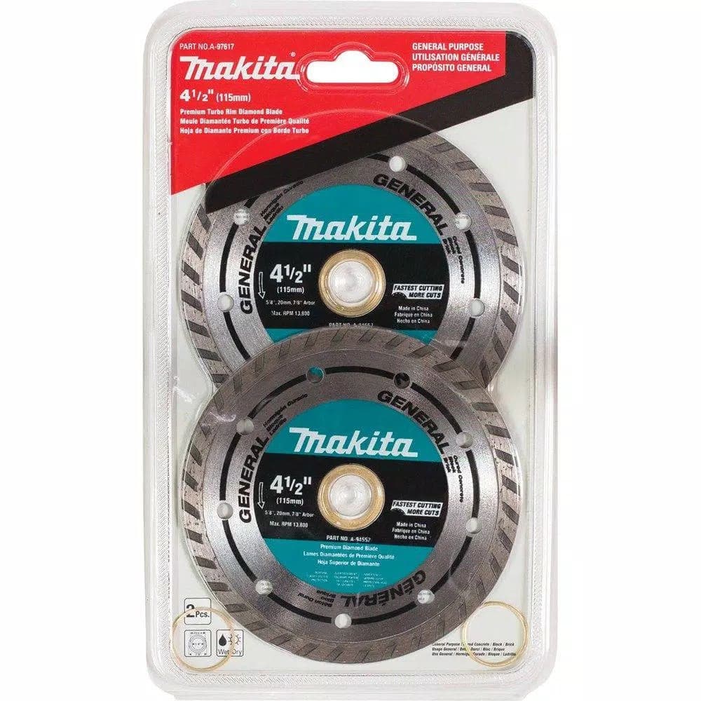 Makita 4-1/2 in. Turbo Rim Diamond Blade, 2-Pack