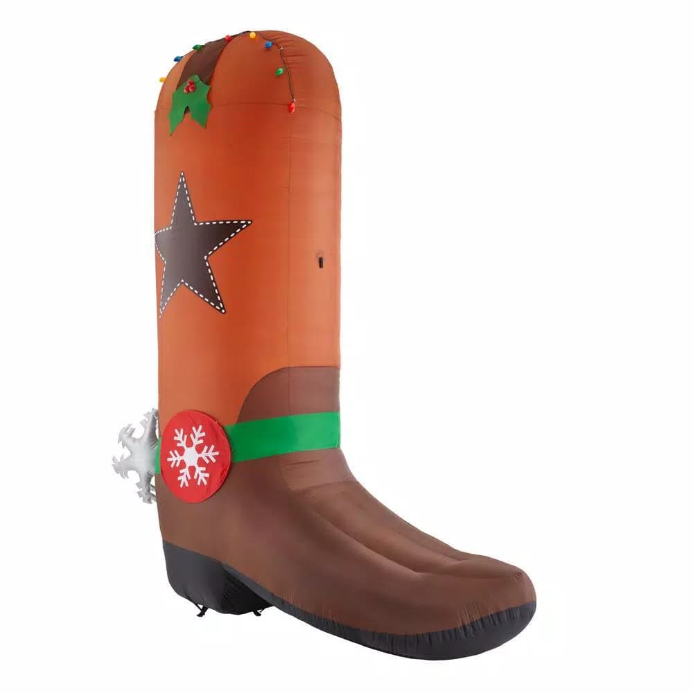 Home Accents Holiday 11 ft Giant LED Inflatable Cowboy Boot Christmas Yard Decoration