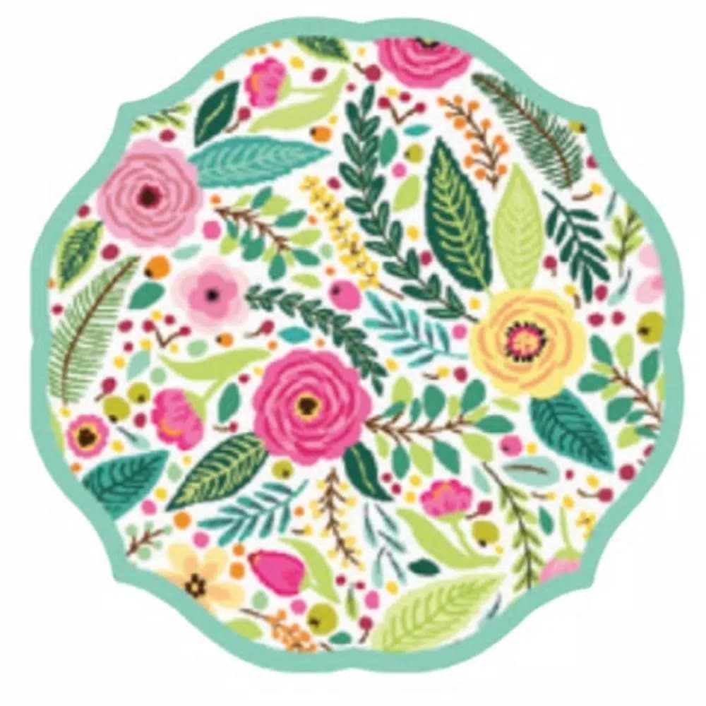 Sugar Plum Party SugarPlum Collection Spring Blossoms Dessert Plates, Ruffled Floral with Rose Gold Rim (Set of 16)
