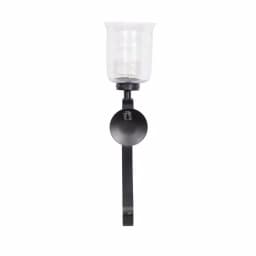 LITTON LANE 27 in. Wrought Iron Candle Sconce with Clear Glass Hurricane Holder, Black thumbnail 2