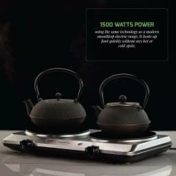 Ovente 1500W Double Burner Infrared Hot Plate, 7.5 in. Ceramic Glass Cooktop with Temperature Control thumbnail 6