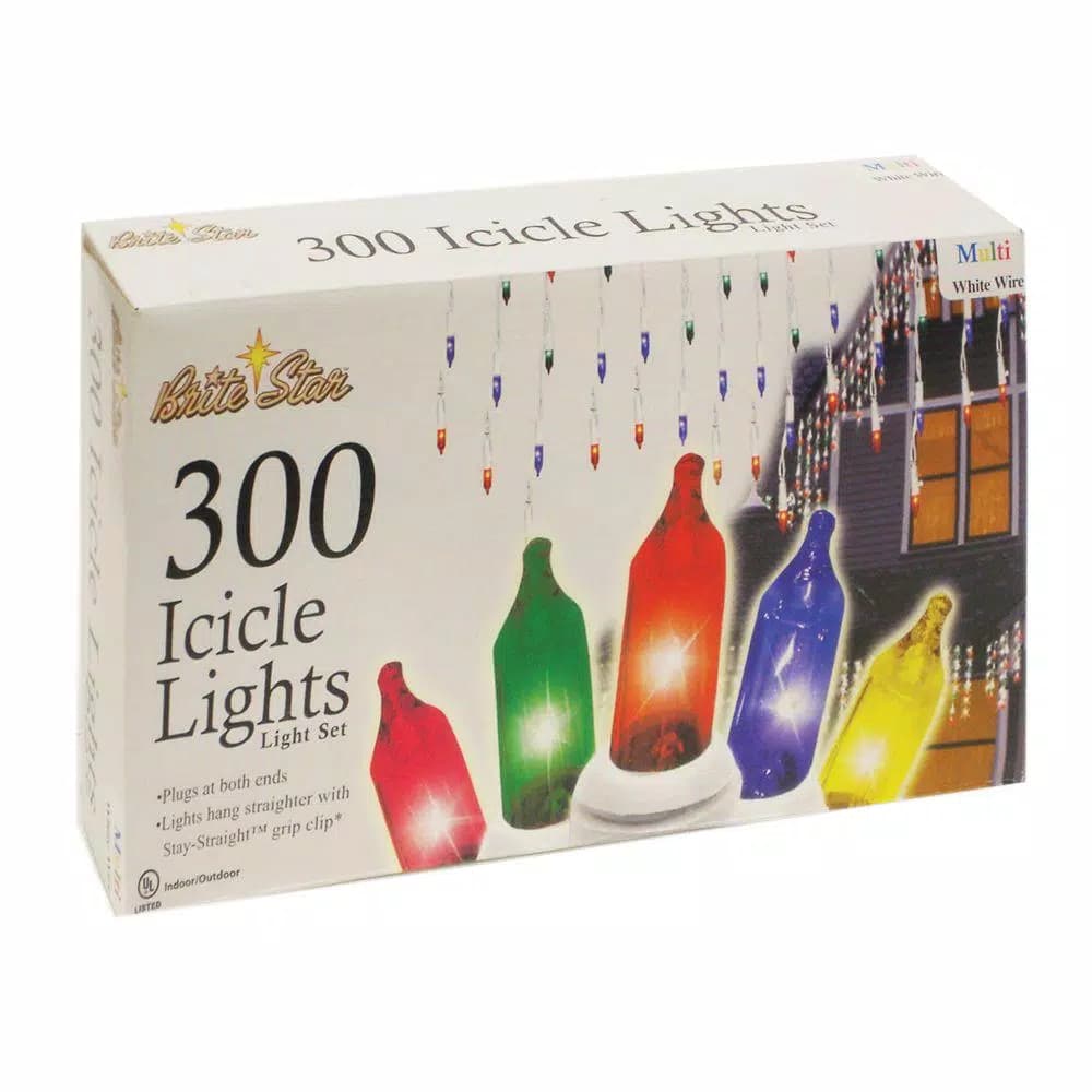 Unbranded Brite Star 300-Light Multi-Color Icicle Light Set (Set of 2) - White Wire