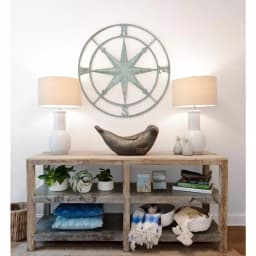 3R Studios 41 in. Distressed Aqua Iron Metal Wall Compass Rose Decor thumbnail 3
