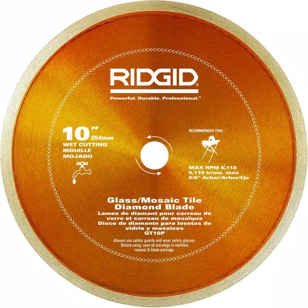 RIDGID 10 in. Glass Tile Diamond Saw Blade, 5/8 in. Arbor