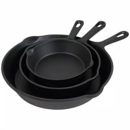 Sunnydaze Decor 3-Piece Cast Iron Skillet Set, Pre-Seasoned Black Cookware thumbnail 1