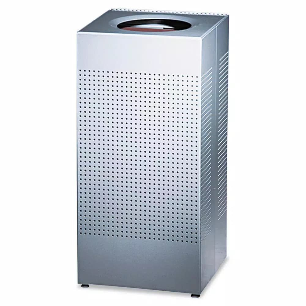 Rubbermaid Commercial Products Silhouette 16 Gal. Silver Square Open Top Steel Trash Can