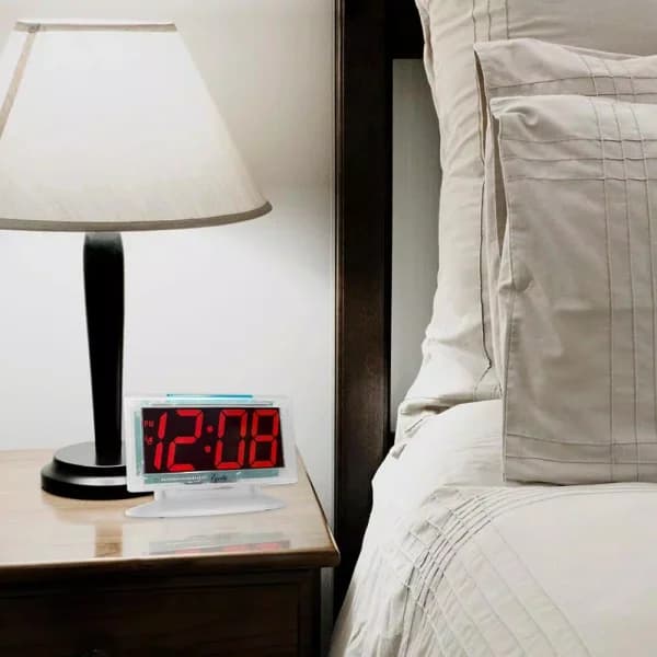 Equity by La Crosse Clear 1.8 in. Red LED Digital Alarm Table Clock with Battery Backup