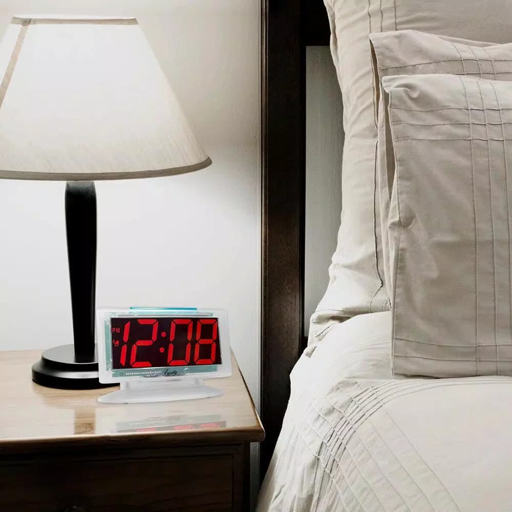 Equity by La Crosse Clear 1.8 in. Red LED Digital Alarm Table Clock with Battery Backup