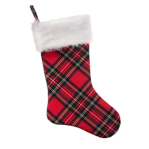 Haute Decor HangRight 18.7 in. Red Polyester Plaid Christmas Stockings, 2-Pack