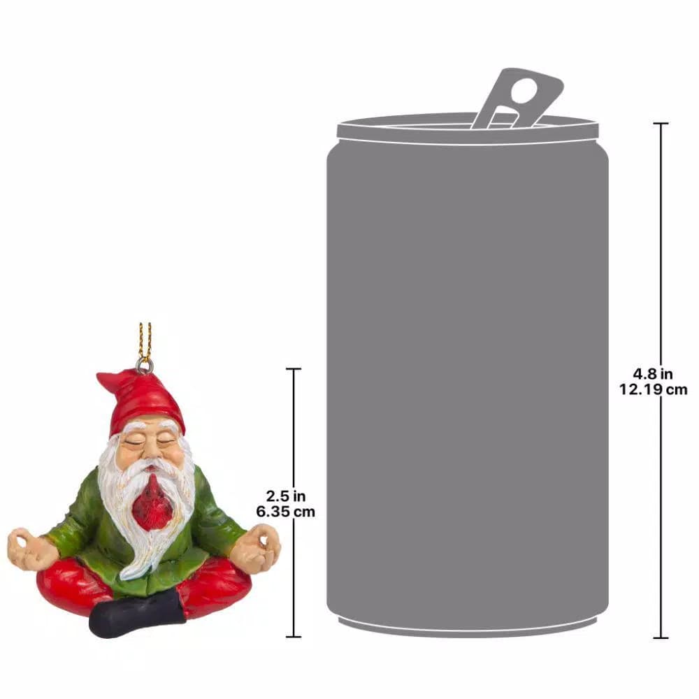 Design Toscano Zen Gnome Holiday Ornament - Hand Painted Resin Christmas Tree Bauble