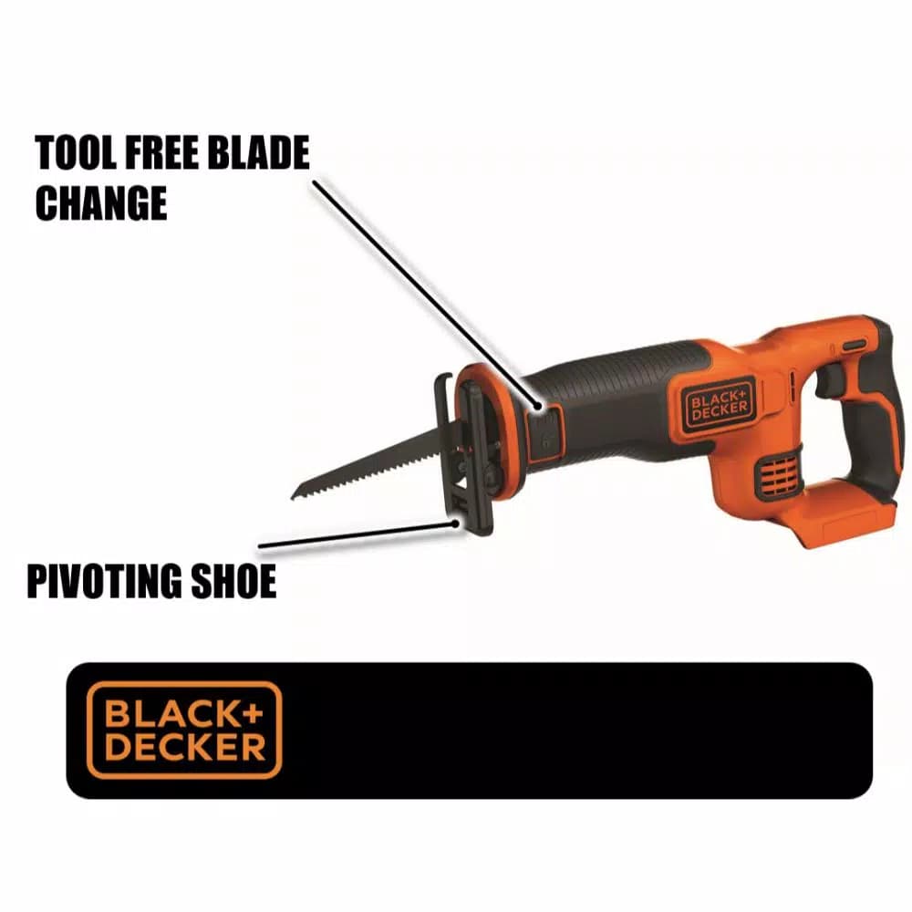 BLACK+DECKER 20V MAX Cordless Reciprocating Saw, Tool Only (BDCR20B)