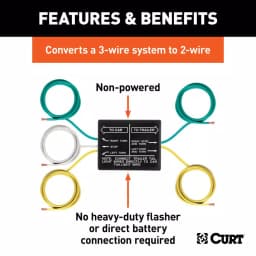CURT 3-to-2-Wire Taillight Converter, Non-Powered Trailer Wiring Adapter thumbnail 2