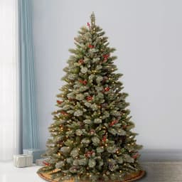 National Tree Company 7.5 ft. Feel Real Snowy Bristle Berry Hinged Artificial Christmas Tree with 700 Dual Color LED Lights thumbnail 2
