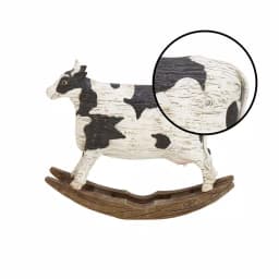 LITTON LANE Rectangular Polystone Cow Sculpture on Curved Wood Rocker - Farmhouse Decor thumbnail 3