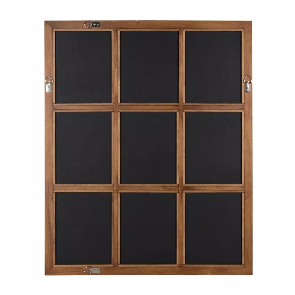 Kate and Laurel Hogan 9-Pane Windowpane Wall Mirror, Rustic Natural Wood Frame, 26 x 32 in.