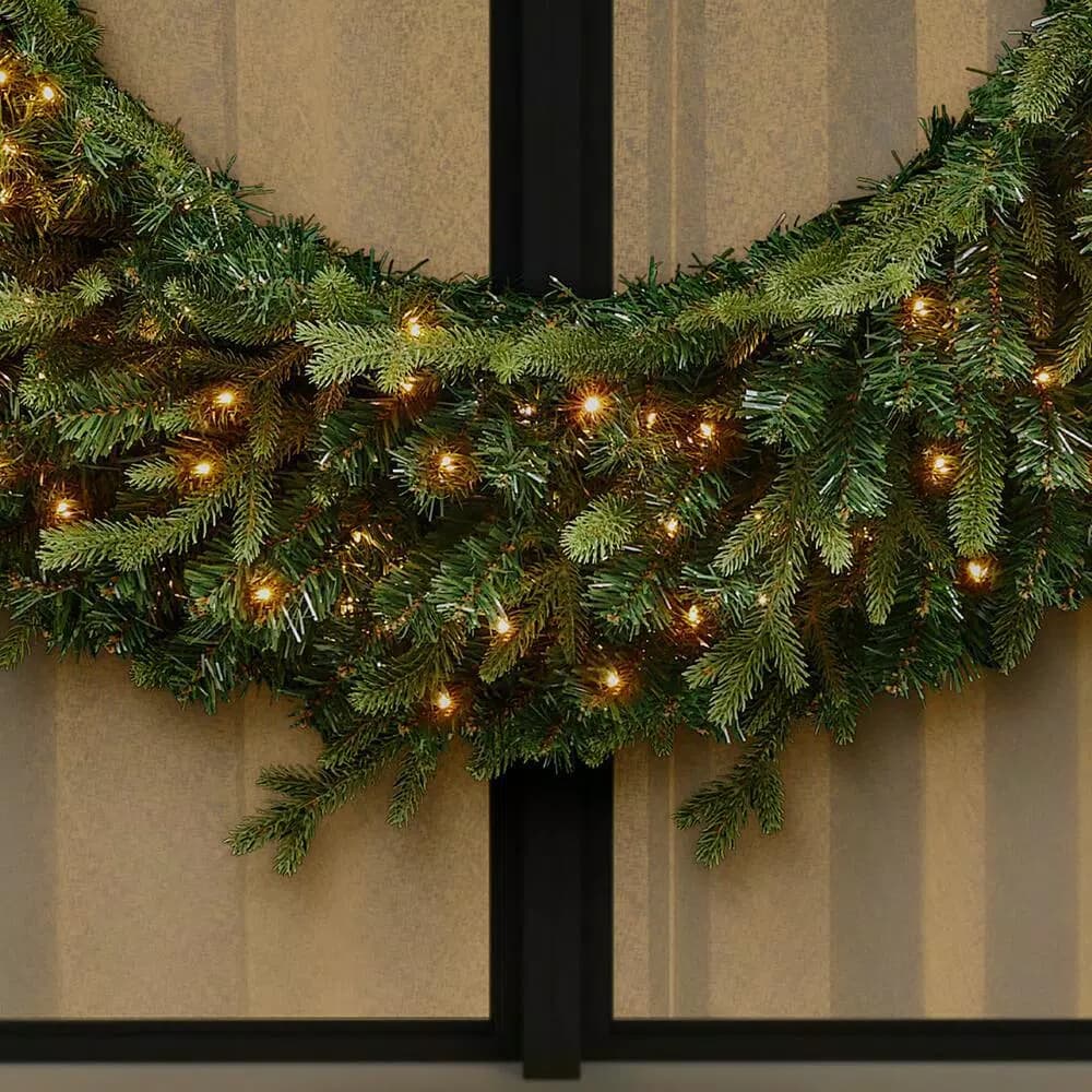 Home Accents Holiday 48 in. Jackson Noble Fir Artificial Wreath with 200 Warm White LED Micro Dot Lights