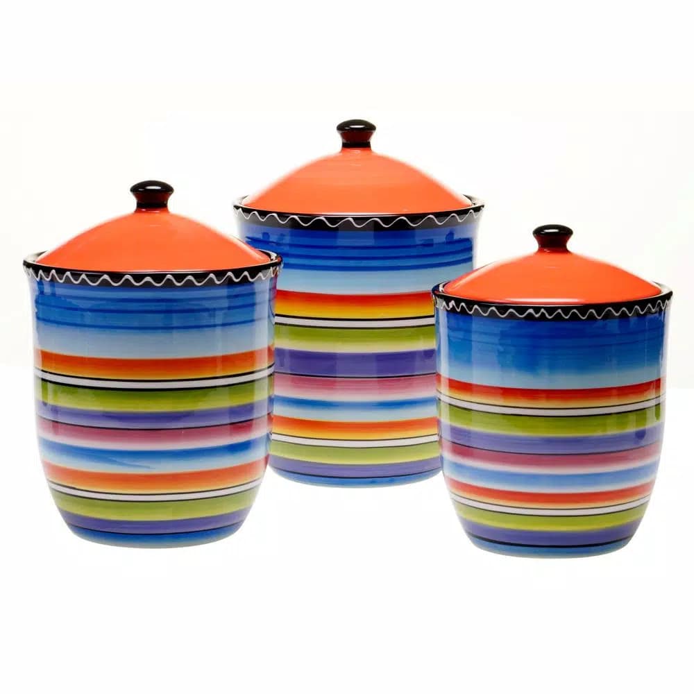 Certified International Tequila Sunrise 3-Piece Earthenware Canister Set