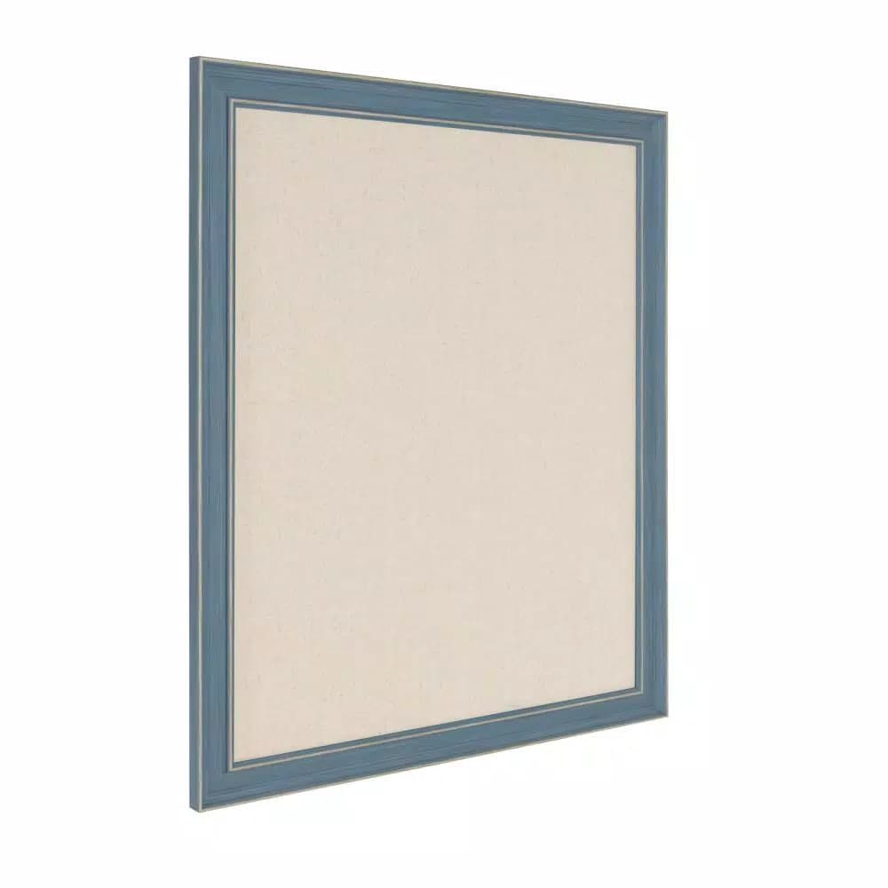 DesignOvation Kate and Laurel Harvest Fabric Pinboard Memo Board - Blue Farmhouse Style