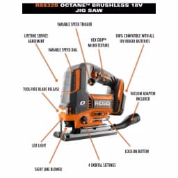 RIDGID 18V OCTANE Cordless Brushless Jig Saw, Tool Only thumbnail 10