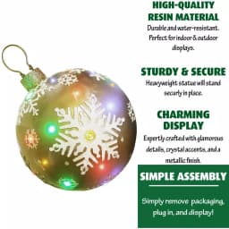 Fraser Hill Farm 1.5 ft. 24-Light LED Gold Ball Ornament with Snowflake Design thumbnail 5