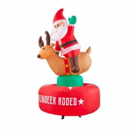 Airblown 6.5 ft. Animated Airblown Inflatable Santa and Reindeer Rodeo Scene with Lights thumbnail 3