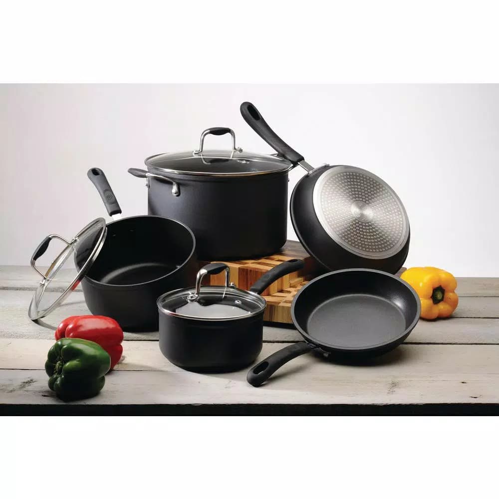 Ecolution Symphony 8-Piece Aluminum Nonstick Cookware Set with Hydrolon PFOA-Free Coating, Slate